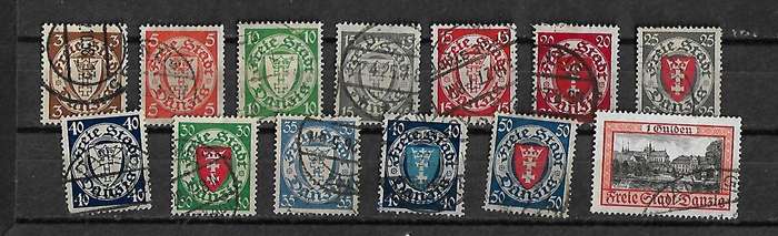 Danzig (Germany) - 1926/27 Part Set of 13 Stamps FU