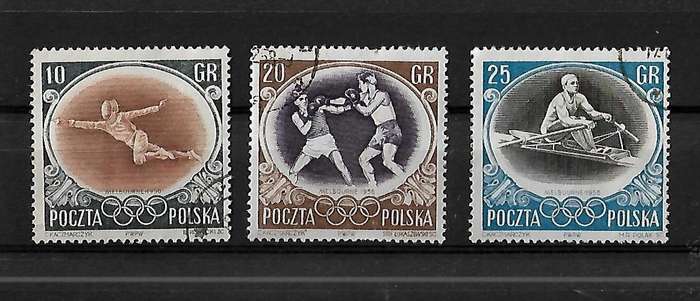 Poland - 1956 Summer Olympics Part Set of 3 Stamps VFU