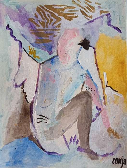 Reaching out - Acrylics on paper - Abstract Art