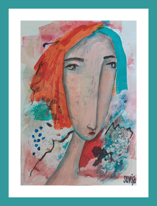 Abstract girl 4 -  Acrylics on paper