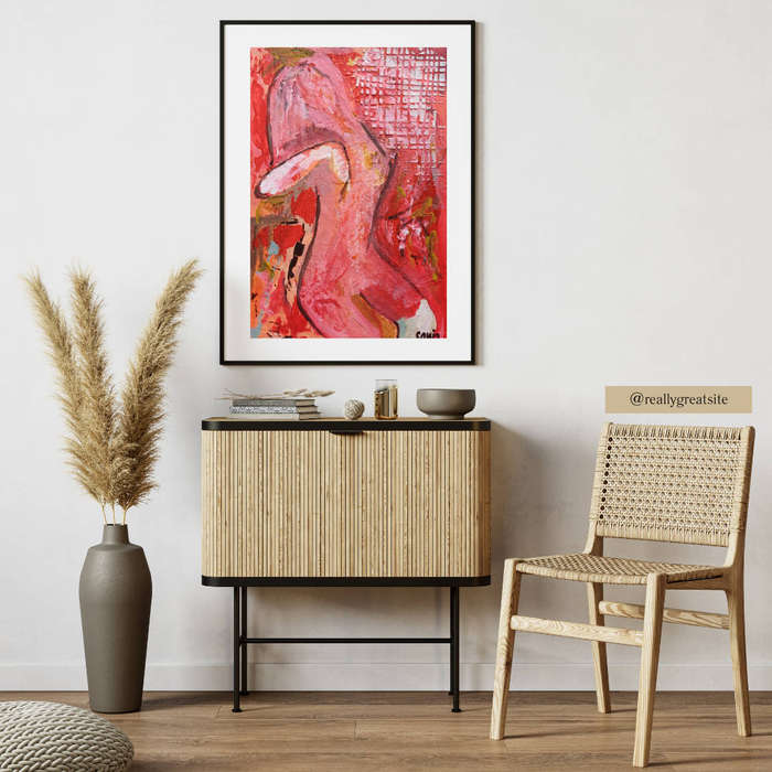 Woman in Red - Acrylics on canvas sheet - Abstract Art