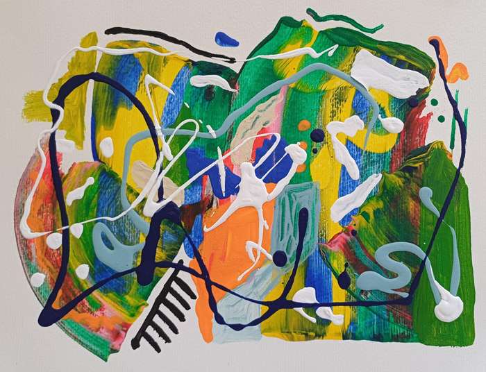 Untitled 3 - Acrylics on paper - Abstract Art