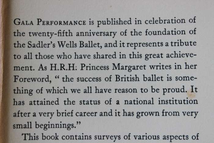 GALA PERFORMANCE. A Record of The Sadler's Wells Ballet over 25 Years. Edited by Arnold Haskell.