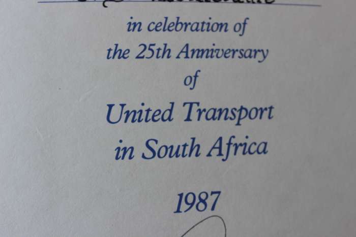 OUR WORLD ON WHEELS. History of United Transport in South Africa 1962-1987. T.B. Maund.