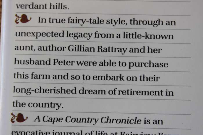 A CAPE COUNTRY CHRONICLE by Gillian Rattray.