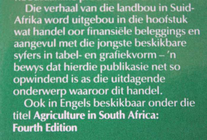 LANDBOU IN SUID-AFRIKA. Vierde uitgawe 1989.