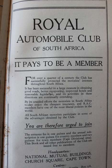 ROYAL AUTOMOBILE CLUB OF SOUTH AFRICA  Route book