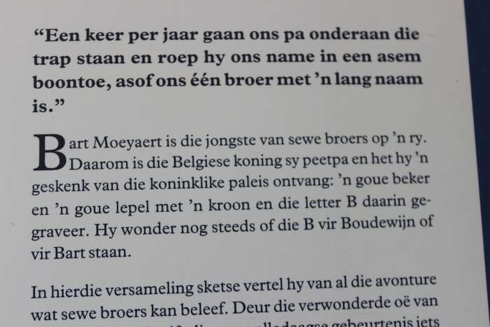 BROERS  deur Bart Moeyaert  Uit Nederlands vertaal deur Daniel Hugo