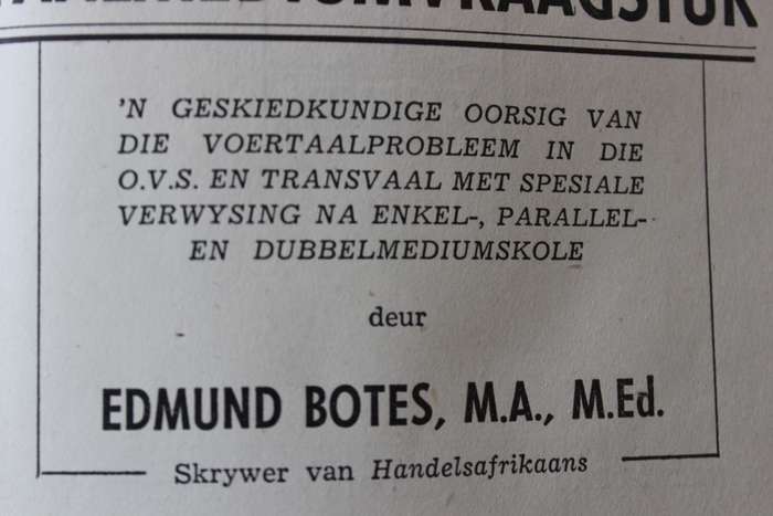 DIE TAALMEDIUMVRAAGSTUK  deur Edmund Botes (Voortrekkerpers 1941)