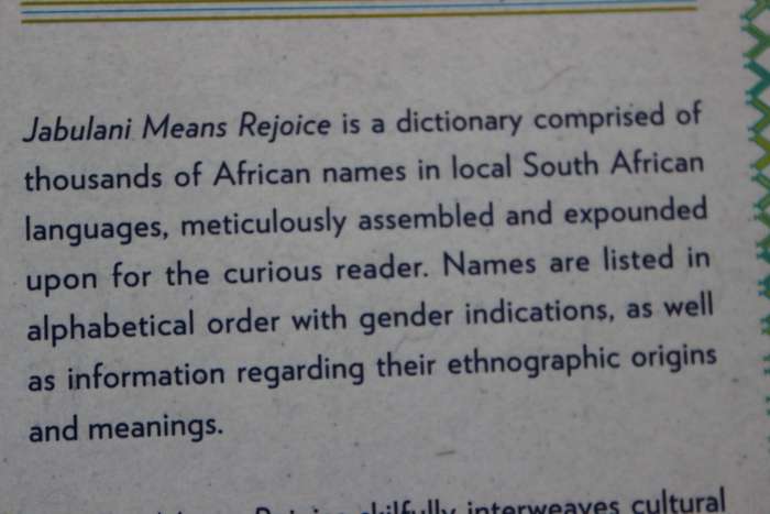 JABULANI  A Dictionary of South African Names  by Phumzile Simelani Kalumba  New Edition