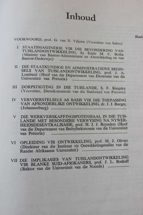 TUISLANDONTWIKKELING - 'N POGRAM VIR DIE sEWENTIGERJARE  SABRA NO. 6