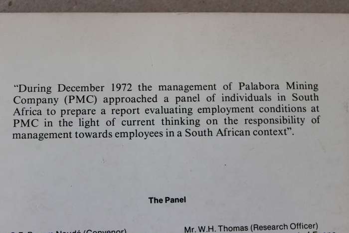 MANAGEMENT RESPONSIBILITY AND AFRICAN EMPLOYMENT IN SOUTH AFRICA (Report of a panel investigation)