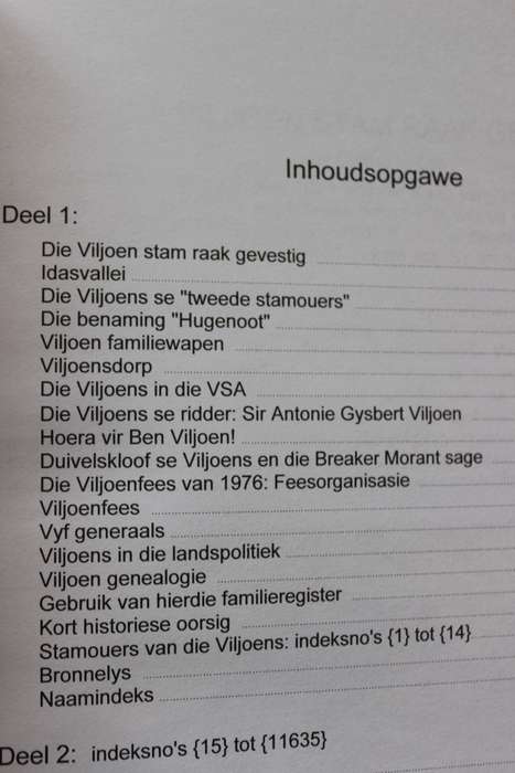VILJOEN FAMILIEREGISTER  DEEL I  deur H. C. Viljoen   Hugenote-Vereniging van Suid-Afrika