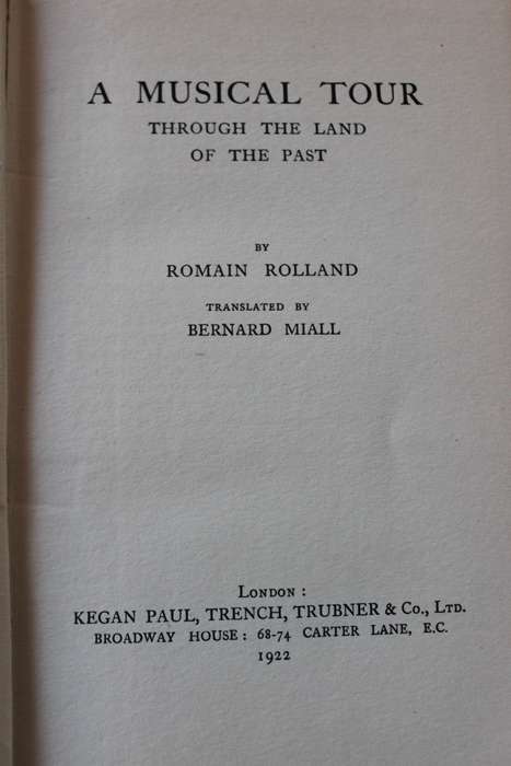 A MUSICAL TOUR THROUGH THE LAND OF THE PAST  by Romain Rolland