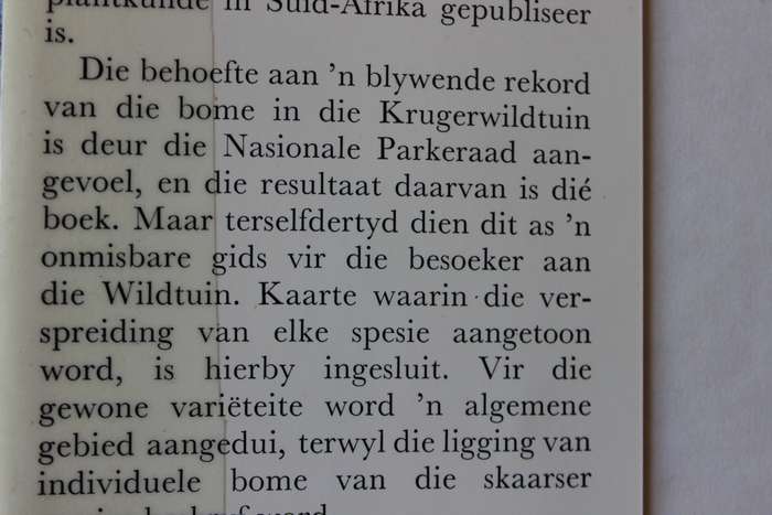 BOME VAN DIE NASIONALE KRUGERWILDTUIN  2 DELE  deur P. van Wyk