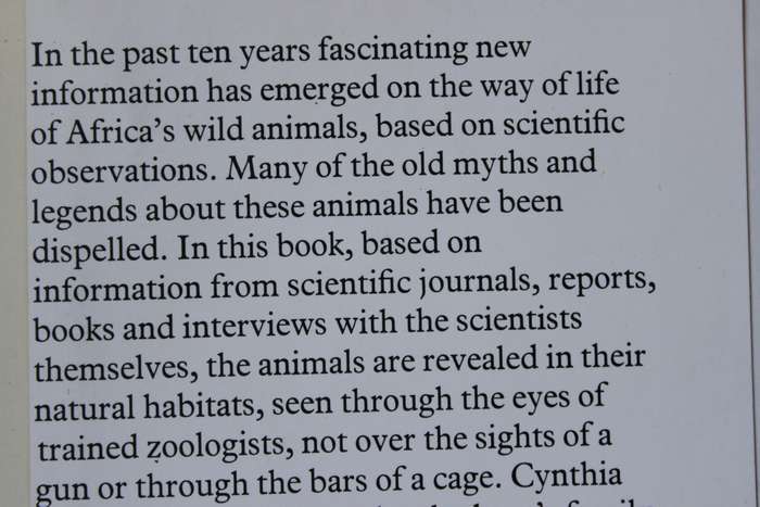 PORTRAITS IN THE WILD  Animal Behaviour in Eaast Africa  by Cynthia Moss