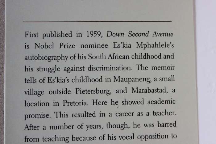 DOWN 2ND AVENUE  by Es'kia Mphahlele