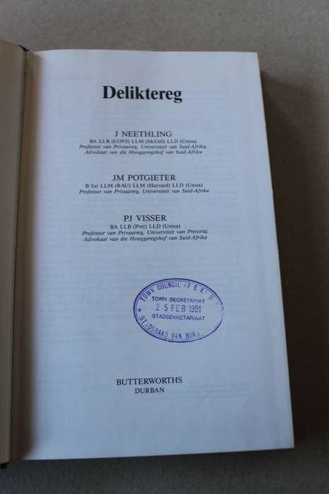 DELIKTEREG  deur J Neethling,  J M Potgieter en P J Visser