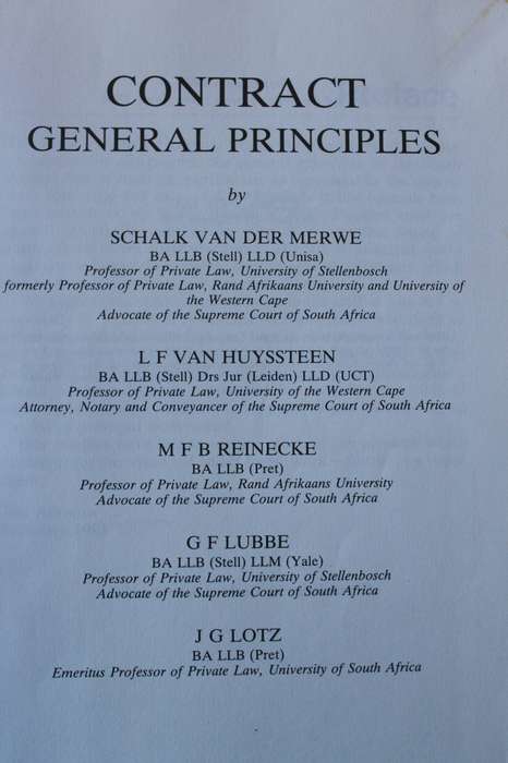 CONTRACT General Principles  by Van der Merwe, Van Huyssteen, Reinecke, Lubbe and Lotz