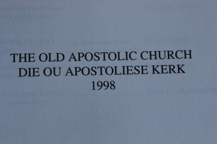 SING EMMANUEL  Sangbundel met bladmusiek van die Ou Apostoliese Kerk  Eerste Uitgawe 1998