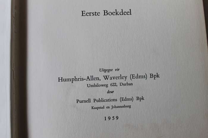 DIE AFRIKAANSE REGSADVISEUR  IN 3 DELE  Uitgegee in 1959 deur Purnell Publications