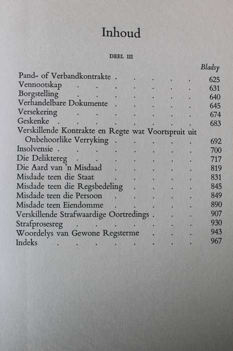 DIE AFRIKAANSE REGSADVISEUR  IN 3 DELE  Uitgegee in 1959 deur Purnell Publications