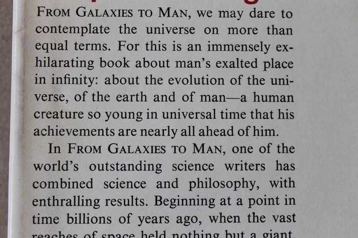 FROM GALAXIES TO MAN  by John Pfeiffer  (The Story of the beginnings of things)