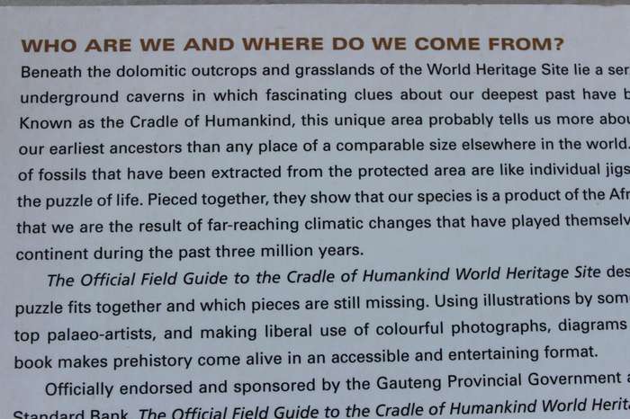 OFFICIAL FIELD GUIDE TO THE CRADLE OF HUMANKIND  by Brett Hilton-Barber & Dr. Lee R. Berger