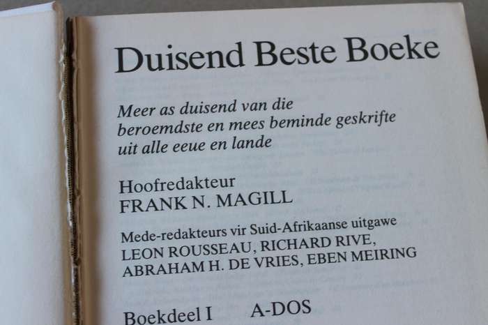 DUISEND BESTE BOEKE: Boekdele 1 en 2  Hoofredakteur: Frank N. Magill