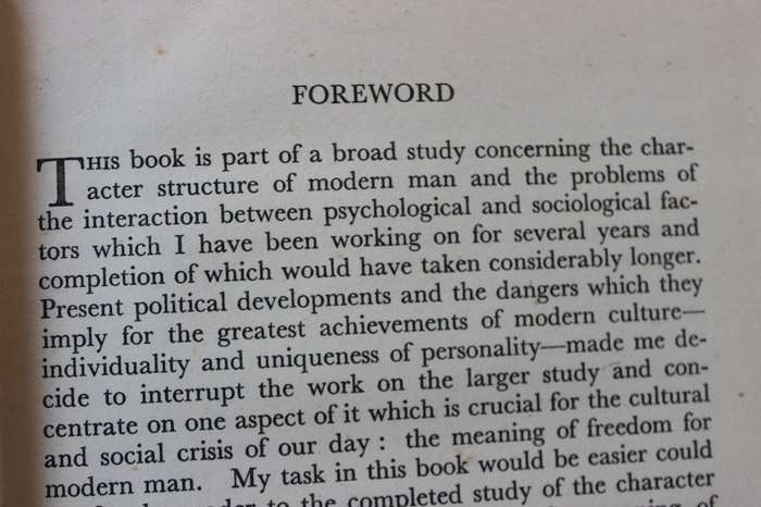 THE FEAR OF FREEDOM  by Erich Fromm