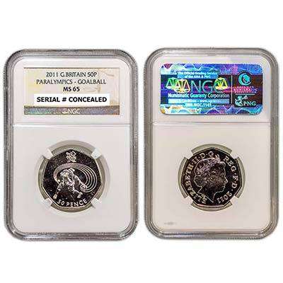 2011 Great Britain Elizabeth II 4th portrait 50p 2012 Summer Olympics London Paralympics Goalball