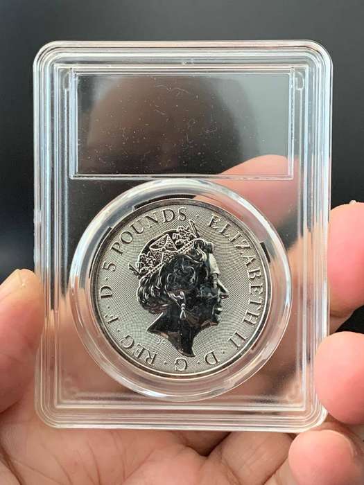 2020 United Kingdom Britain 5 Pounds 2oz Pure Silver Queen's Beast - White Lion of Mortimer