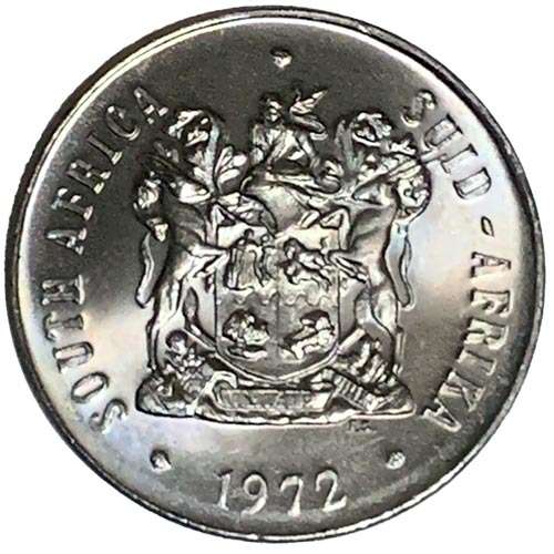 1972 South Africa 50c UNCIRCULATED nickel