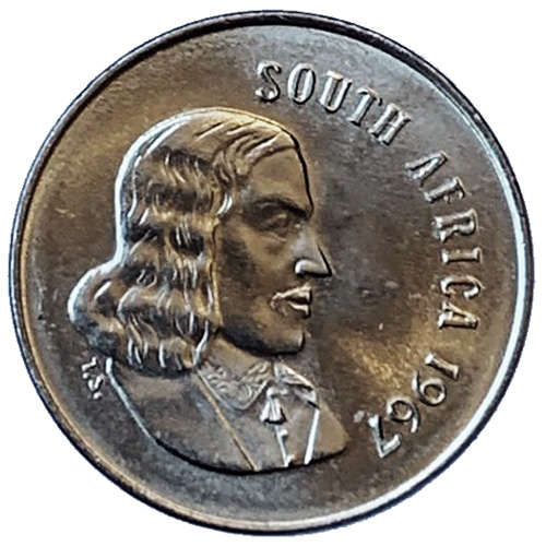 1967 South Africa 5c uncirculated nickel English