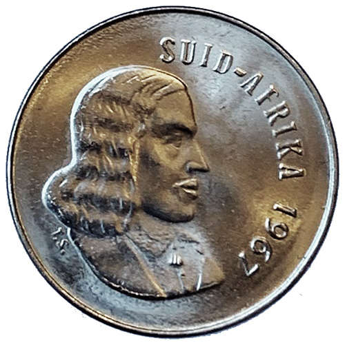 1967 South Africa 5c uncirculated nickel Afrikaans