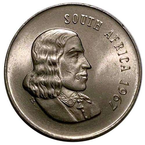 1967 South Africa English 20c uncirculated nickel RARE
