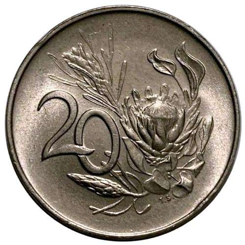 1967 South Africa English 20c uncirculated nickel RARE