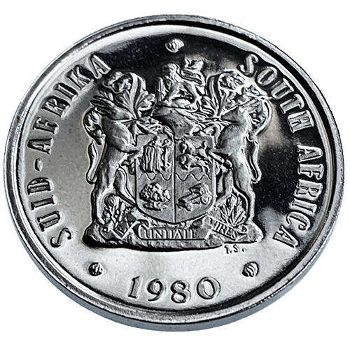 1980 South Africa 20c proof nickel