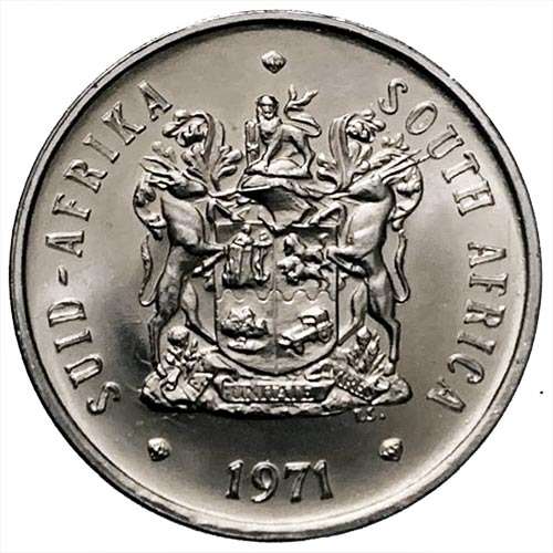 1971 South Africa 20c AU pure nickel