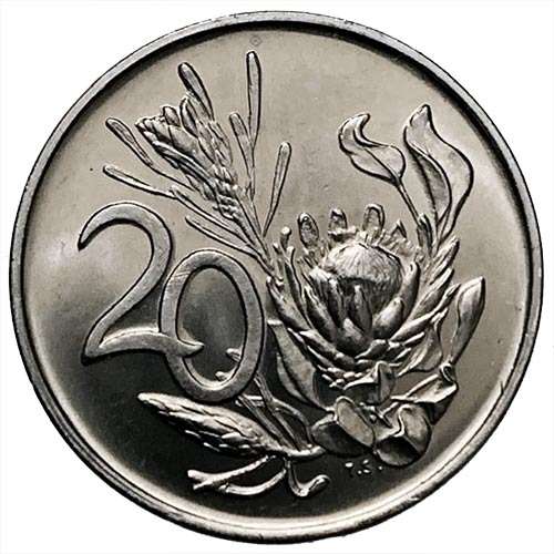 1971 South Africa 20c AU pure nickel