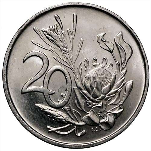 1989 South Africa 20c AU pure nickel