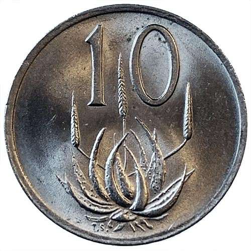 1989 South Africa 10c nickel Extra Fine