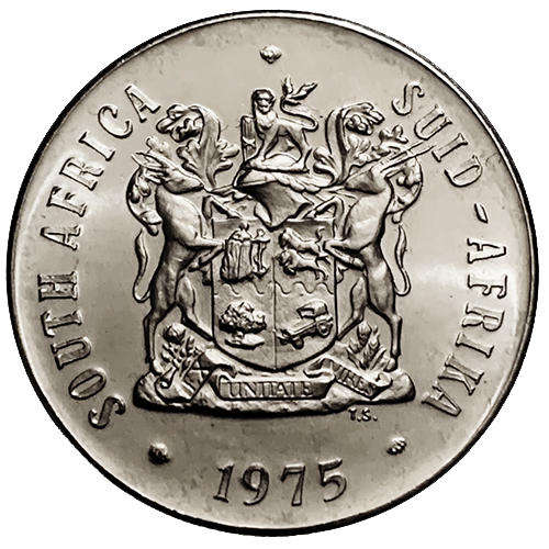 1975 South Africa coat of arms 50c PROOF nickel