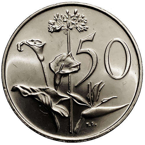 1975 South Africa coat of arms 50c PROOF nickel