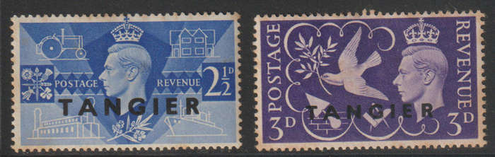 British Tangier Great Britain Postage Stamps Overprinted TANGIER 1946