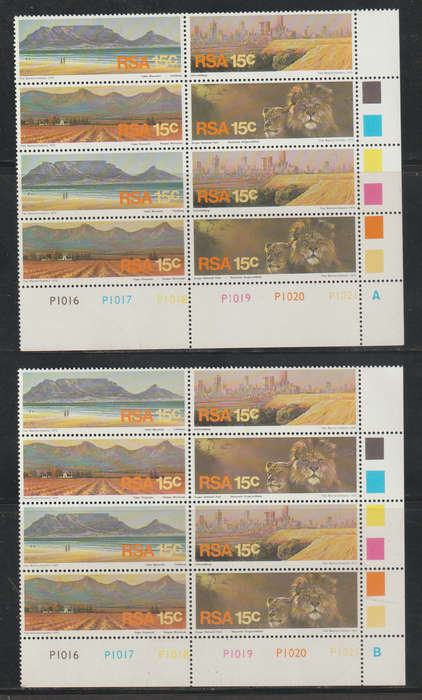 South Africa UMM A+B Blocks of 8 Tourism 1975 CV R1230+