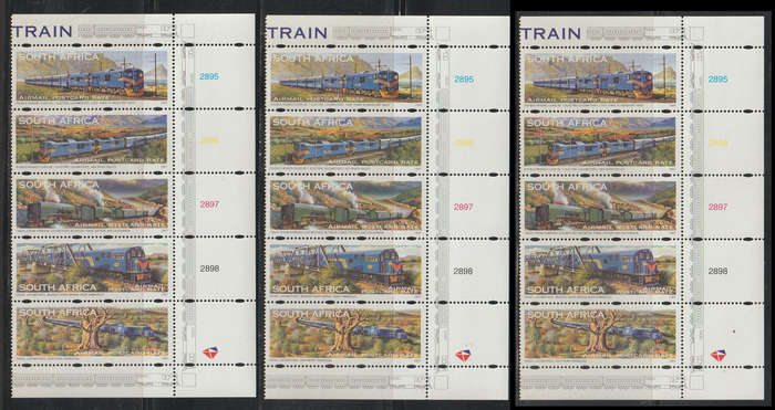 Face Value  R215-25 UMM Strips Inauguration of the Revived Blue Train Service 1997 Airmail Postcard