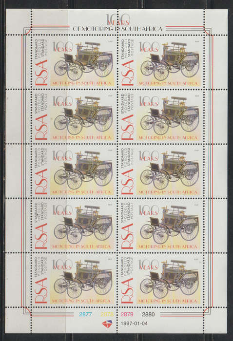Face Valeu R68-00 UMM Sheetlit The 100th Anniversary of the Automobile in South Africa 1997 Standard