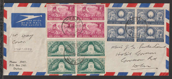 South Africa Airmail Cover With Blocks