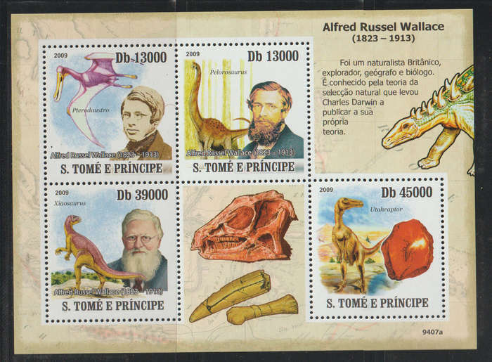 Sao Tome And Principe UMM Minisheet Dinosaurs & Alfred Russel Wallace 2009